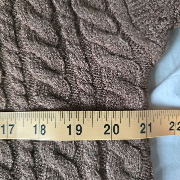 French Connection Cable Knit Mock Neck Sweater Chocolate Brown Size XL - Picture 6 of 7